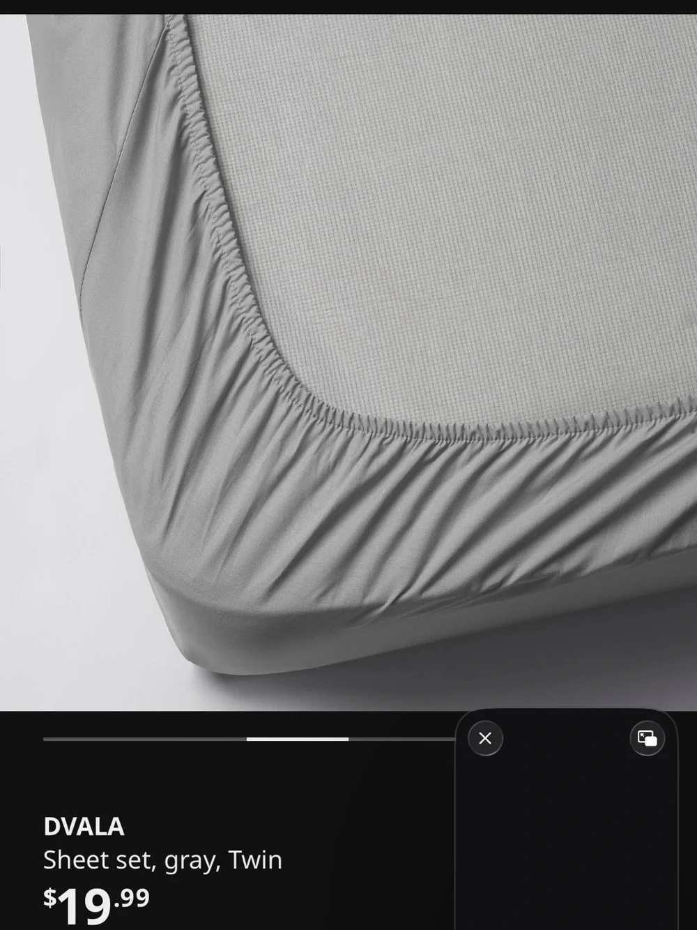 IKEA DVALA Gray Twin Sheet Set